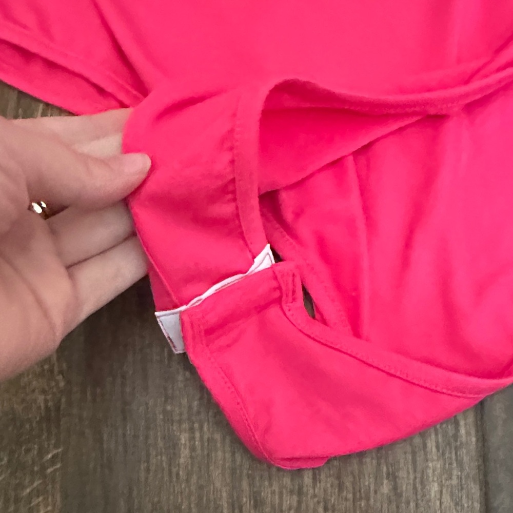 Zeagoo Fuchsia Bodysuit Top Nwt | Sheer Puff Sleeve Pink Medium — image 4 of 4